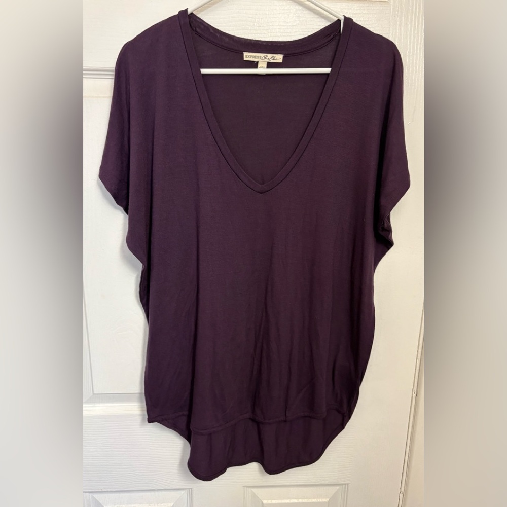 Express (one eleven) Women's V-Neck Dolman Tunic - Plum